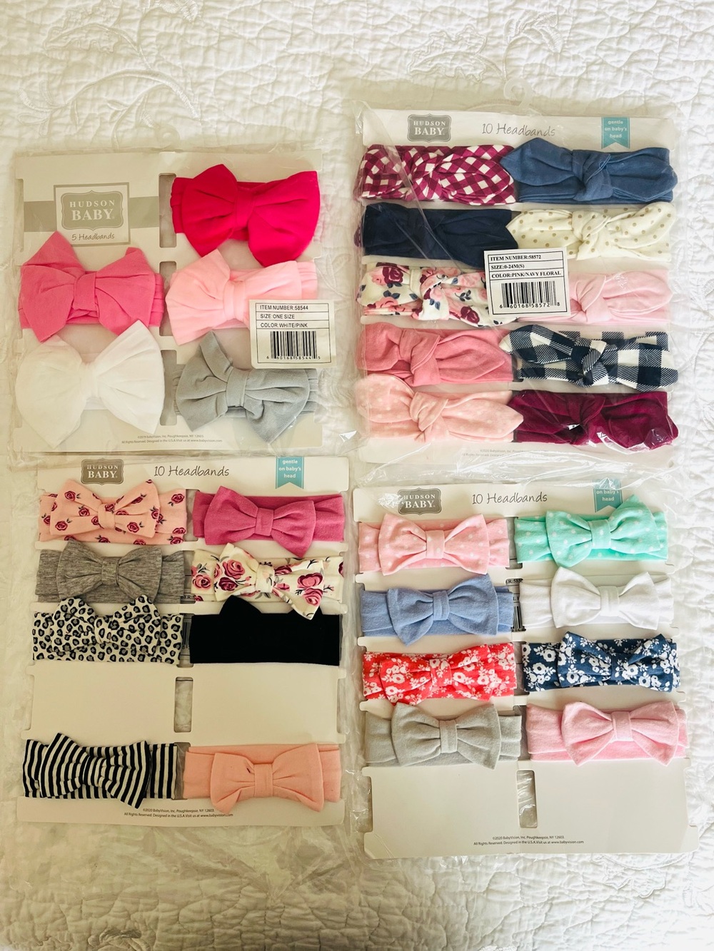 Hudson Baby Lot of 31 Girl Bow Headbands NWT Mixed Colors 0-24M